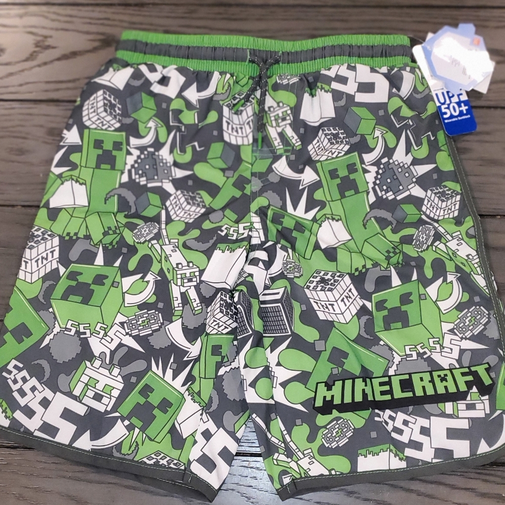 Boys size 10/12 Minecraft Swim Trunks BNWT